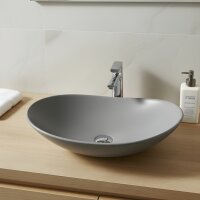 Aufsatzwaschbecken oval Keramik Mattgrau