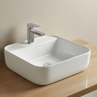 Aufsatzwaschtisch Waschbecken quadratisch Weiß 40 x...