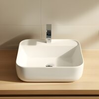 Aufsatzwaschtisch Waschbecken quadratisch Weiß 40 x...