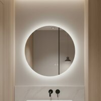 LED Badspiegel rund rahmenlos Antibeschlag Touch 3 Lichtfarben dimmbar