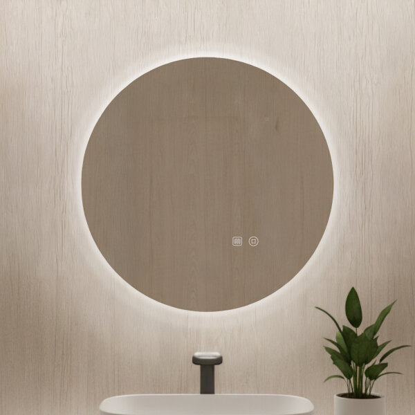 LED Badspiegel rund rahmenlos Antibeschlag Touch 3 Lichtfarben dimmbar Ø 80 cm