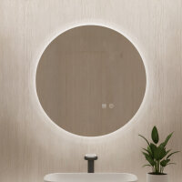 LED Badspiegel rund rahmenlos Antibeschlag Touch 3 Lichtfarben dimmbar Ø 80 cm