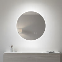 LED Badspiegel rund rahmenlos Antibeschlag Touch 3 Lichtfarben dimmbar Ø 80 cm