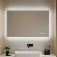LED Badspiegel rechteckig rahmenlos Antibeschlag Touch 3...