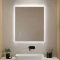 LED Badspiegel rechteckig rahmenlos Antibeschlag Touch 3 Lichtfarben dimmbar 80 x 80 cm