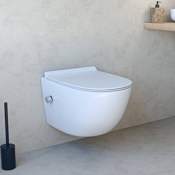 Hänge-WC mit integriertem Bidet randlos Tornado Flush Warm und Kaltwasser