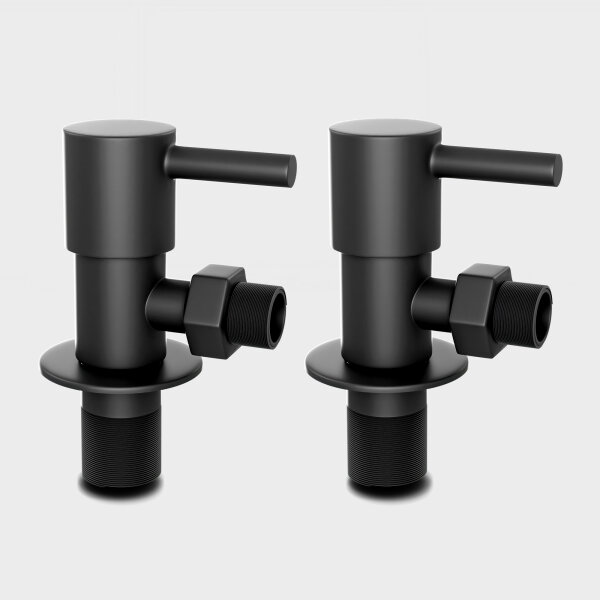 Eckventil 1/2" x 3/8" mit Quetschverschraubung Schwarz matt