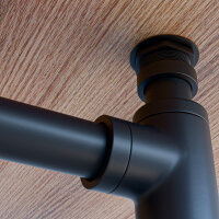 Waschbeckensiphon raumspar verstellbar Schwarz