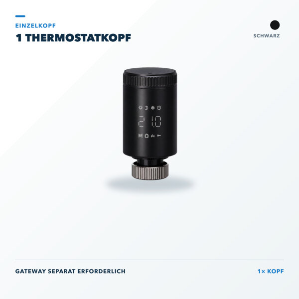 Heizkörperthermostat Smart Zigbee Schwarz Einzelkopf