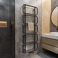 LOOP Design-Handtuchheizkörper 60x160 cm Schwarz für Zentralheizung