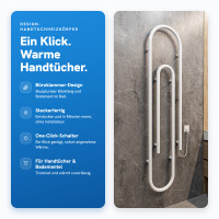 Elektrischer Design-Handtuchheizkörper Büroklammer 38x170 cm Weiß oder Schwarz steckerfertig