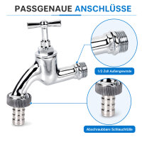 Auslaufventil 1/2 Zoll Messing verchromt mit Schlauchverschraubung