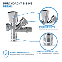 Kombi-Eckventil 1/2 Zoll Messing verchromt selbstdichtend mit Rückflussverhinderer