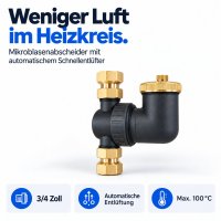 Luftabscheider 3/4 Zoll mit automatischem Schnellentlüfter für Heizung