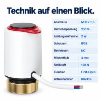 Thermostatventil Axialform 1/2 Zoll mit Voreinstellung M30 x 1,5