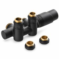 Ventilset Mittelanschluss 50 mm Dual Multiblock mit Thermostatkopf Schwarz