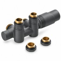Ventilset Mittelanschluss 50 mm Dual Multiblock mit Thermostatkopf Anthrazit
