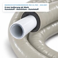 ROTHLER Mehrschichtverbundrohr isoliert 6 mm – Aluverbundrohr PEX-AL-PEX als Heizungsrohr, 50 m Rolle
