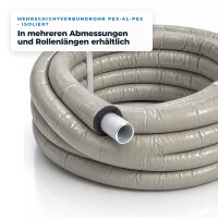 ROTHLER Mehrschichtverbundrohr 16x2 isoliert 6 mm – Aluverbundrohr PEX-AL-PEX als Heizungsrohr, 50 m Rolle